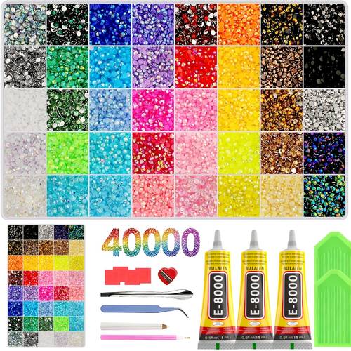 40000pcs 40 colors bedazzling kit with rhinestones 3mm jelly ab resin flatback gems with 3 e 8000 40 grid storage box tweezers trays and tools for crafts cups phone cases