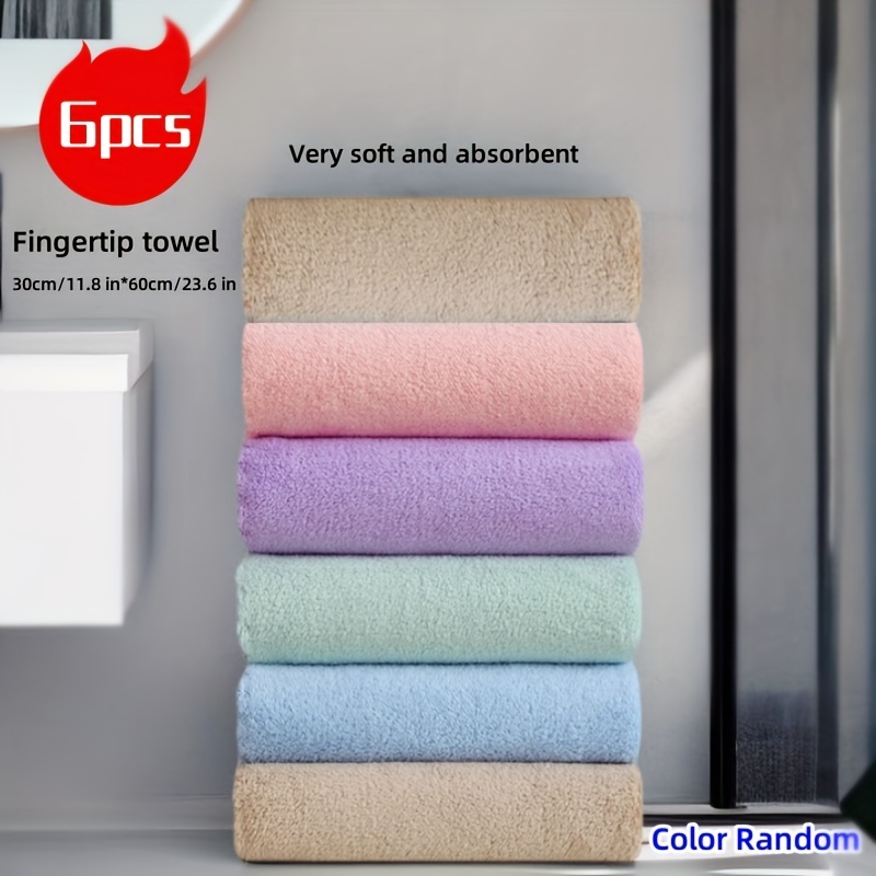 

6pcs Random Color Thickened Hand Towel, Super Soft Absorbent Household Face Towel, Quick-drying Towel For Home Bathroom Hotel Gym, Bathroom Supplies, Home Supplies