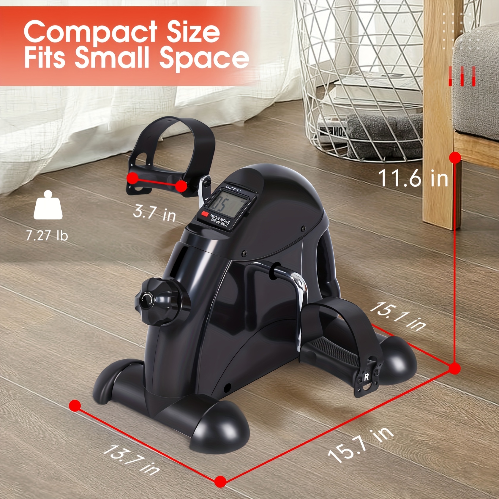 Vibration Plate/Mini Exercise Bike: Portable Under Desk Pedal Exerciser With Adjustable Resistance, LCD Display, Compact Space-Saving Design For Home & Office Leg Workouts, Without Battery