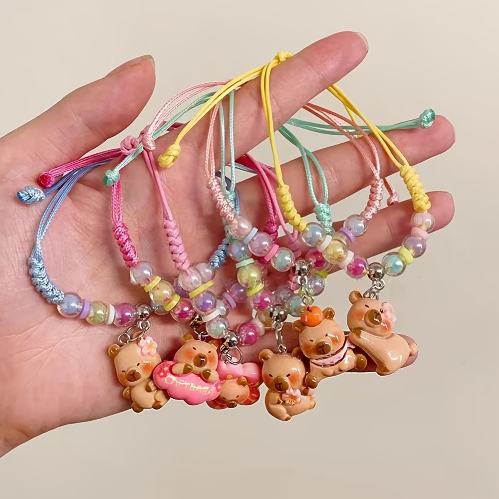 Bracelet Et Porte-Clés Capybara - Peluche Mignonne Pour Enfants - Décoration Animaux