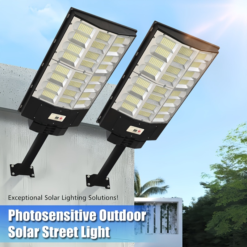 Outdoor Curved All-in-One Solar Street Light, 24000mAh Ultra-Large Capacity Battery, 1152LEDs Large Screen Illumination, Motion Sensor, with Remote Control, Suitable for Courtyards, Parks and Villas