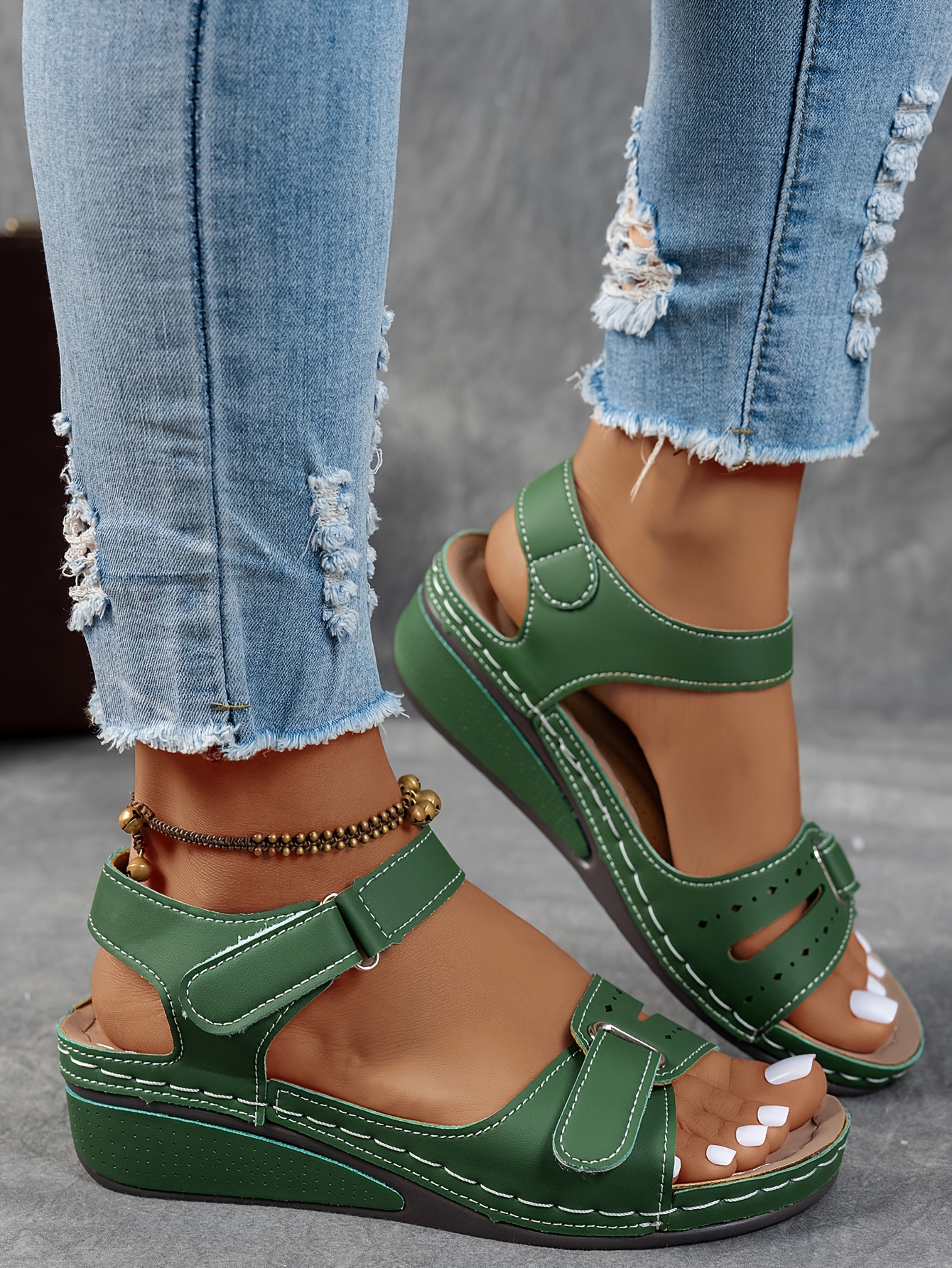   womens beige platform sandals adjustable ankle strap with   hook and loop closure breathable pu upper arch support thick cushioned sole open toe summer   for casual semi formal outfits light brown comfortable arch support arch   Product details 26