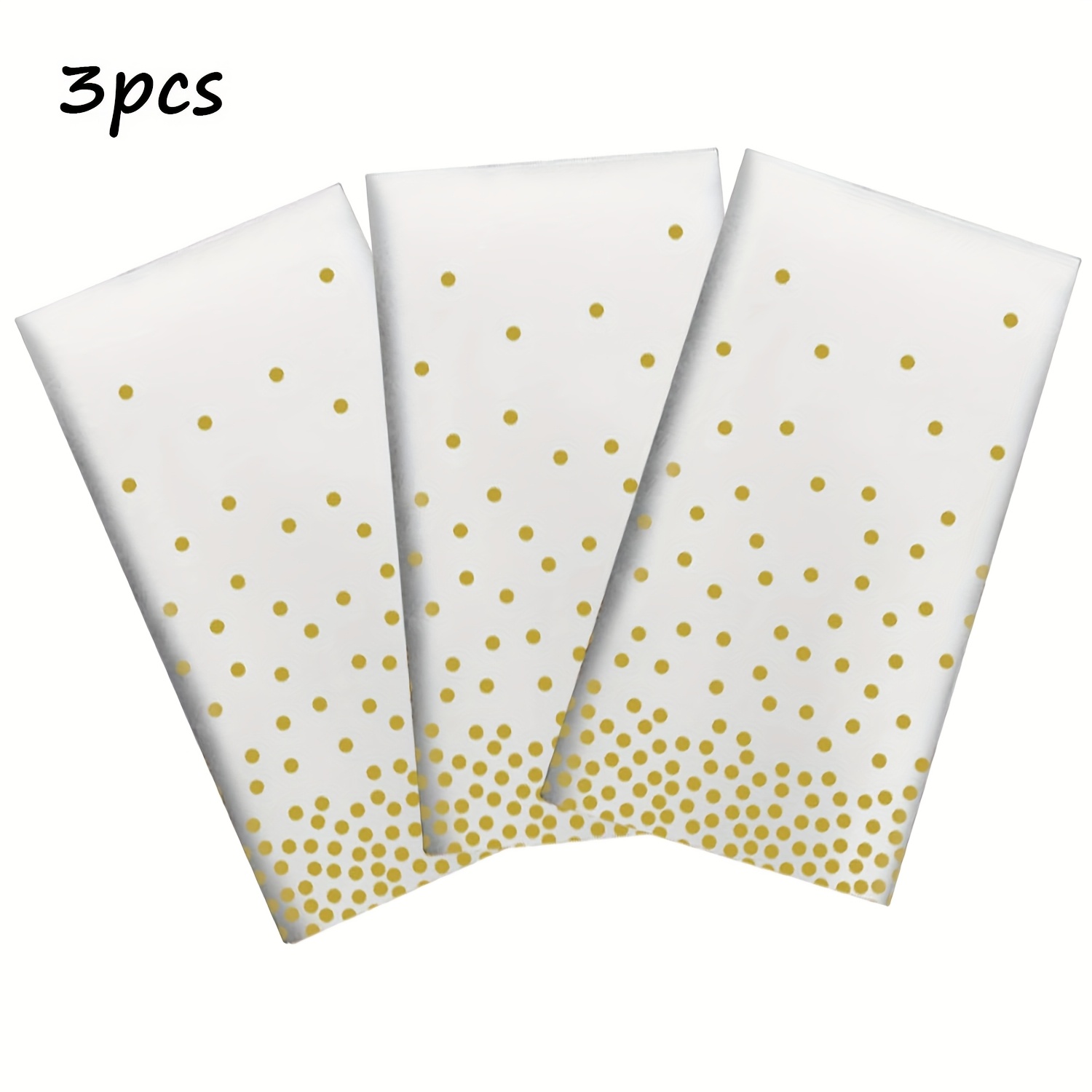 TEMU White And Golden Tablecloths, Wedding Decorations, Summer Decoration, Decor For Outside, Decor, 3pcs, Disposable Party Table Cloths - Golden Dot