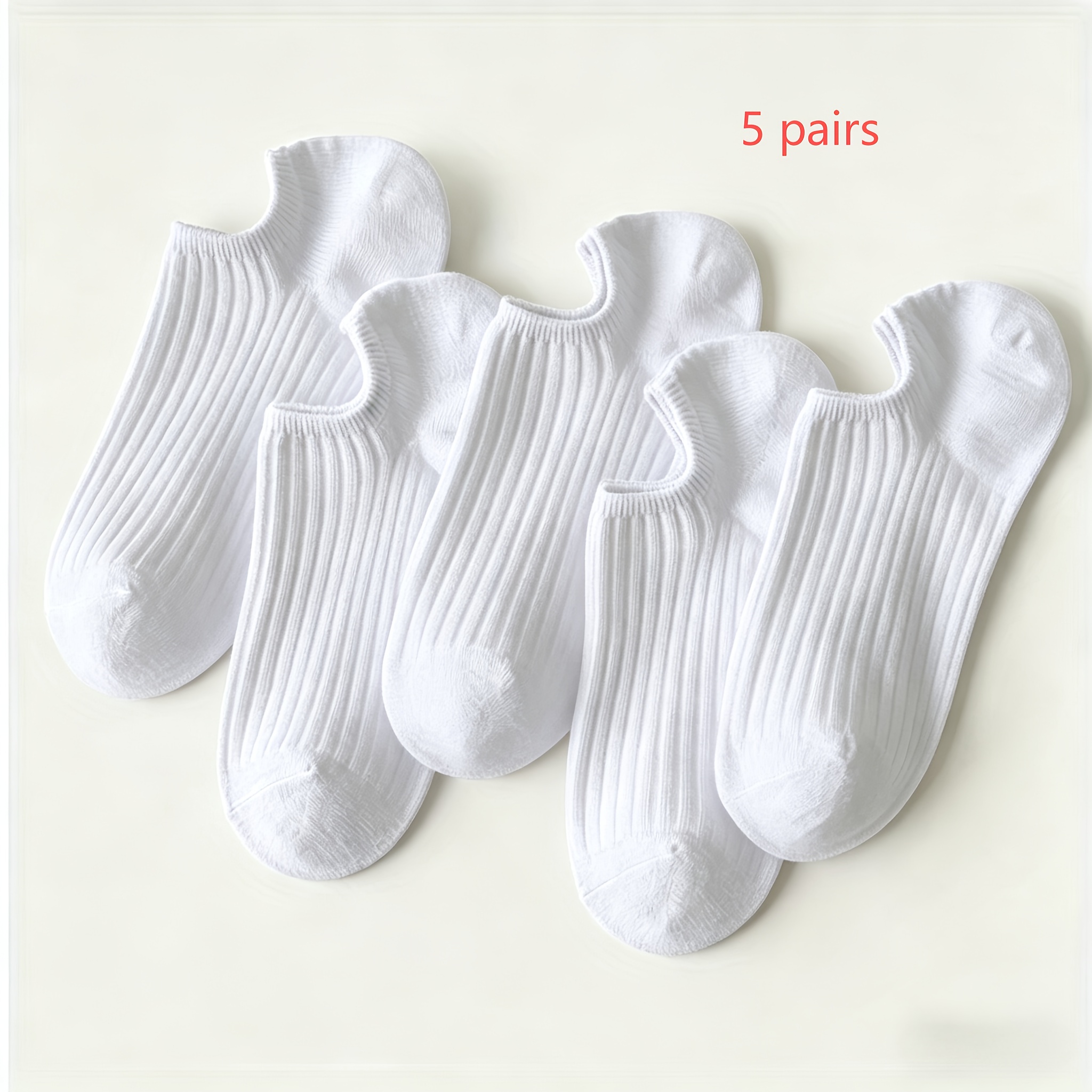 TEMU 5 Pairs Solid Socks, Easy Non-slip Low Cut Boat Socks, Women's Stockings And Hosiery