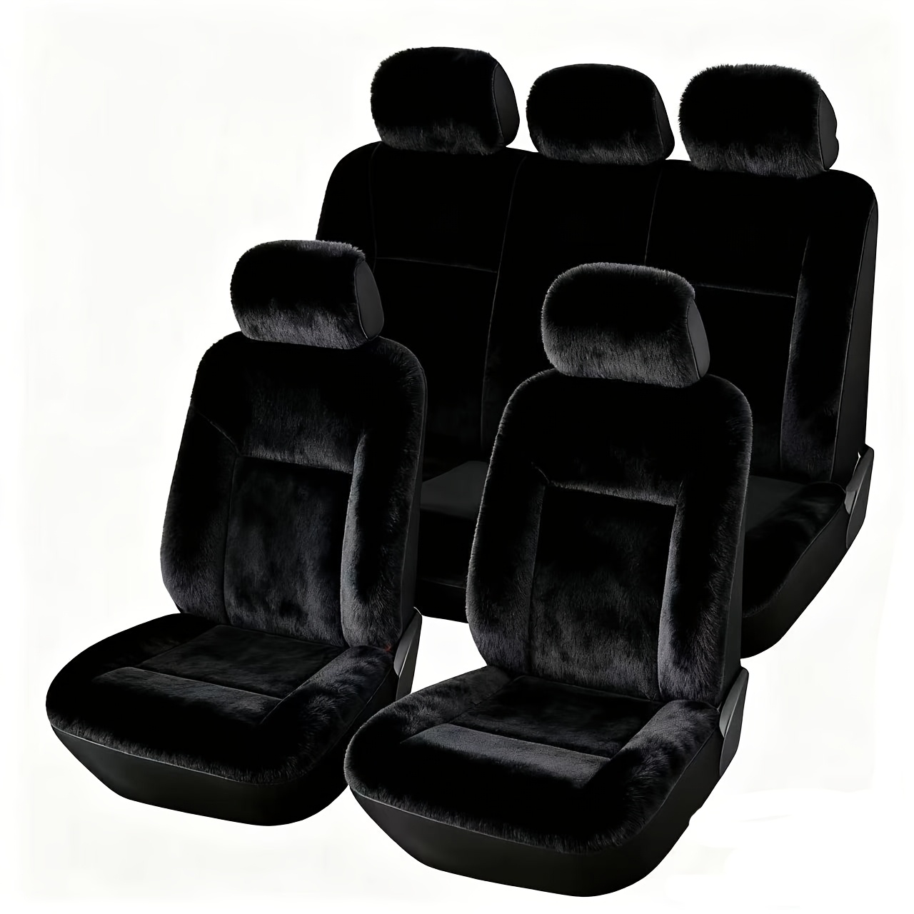 E-shop 5-Sitzer Auto Universal Plüsch Sitzbezug, Autozubehör für Damen, für eine gemütlichere , Vollständiger Sitzbezug, einfache Installation, sofort