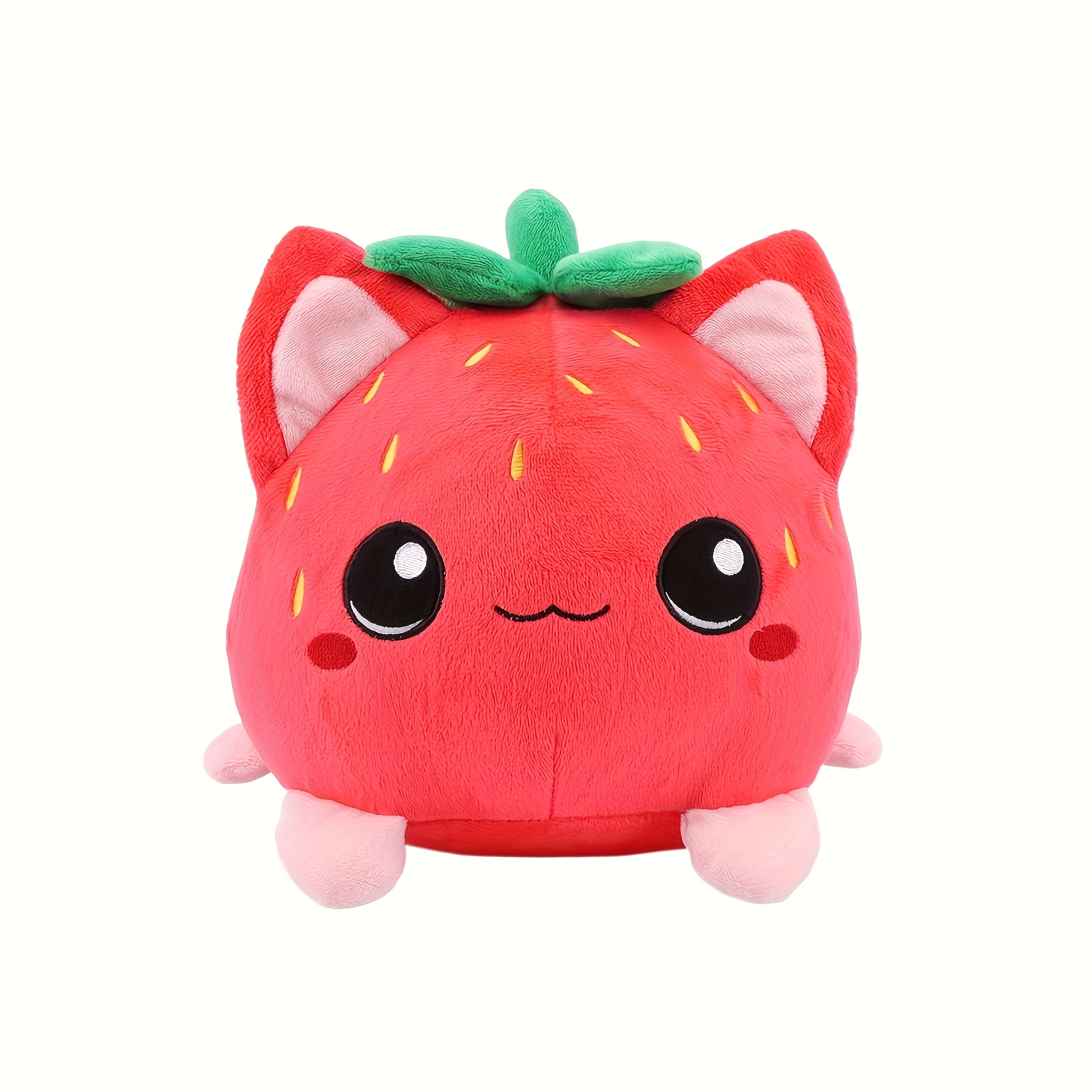 Image of Adorable Strawberry Cat Plush Toy Soft Cat Stuffed Animal Toy Cat Plushie Doll Lovely Birthday Gift Toy, Tinicoocat