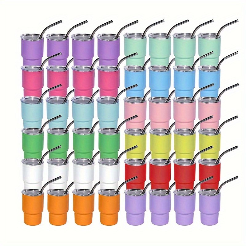 

48pcs 3oz Double Wall Non-vacuum Stainless Steel Sublimation Mini Cup With Straw