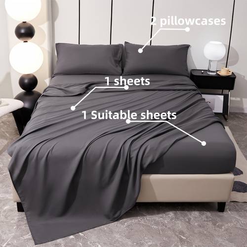 juego de sábanas ultra s de 80g, 4 piezas, que una sábana ajustable, una sábana encimera y fundas de almohada (sin relleno), cepillado de cara, extremadamente y , ideal para dormitorios, habitaciones de invitados y hoteles