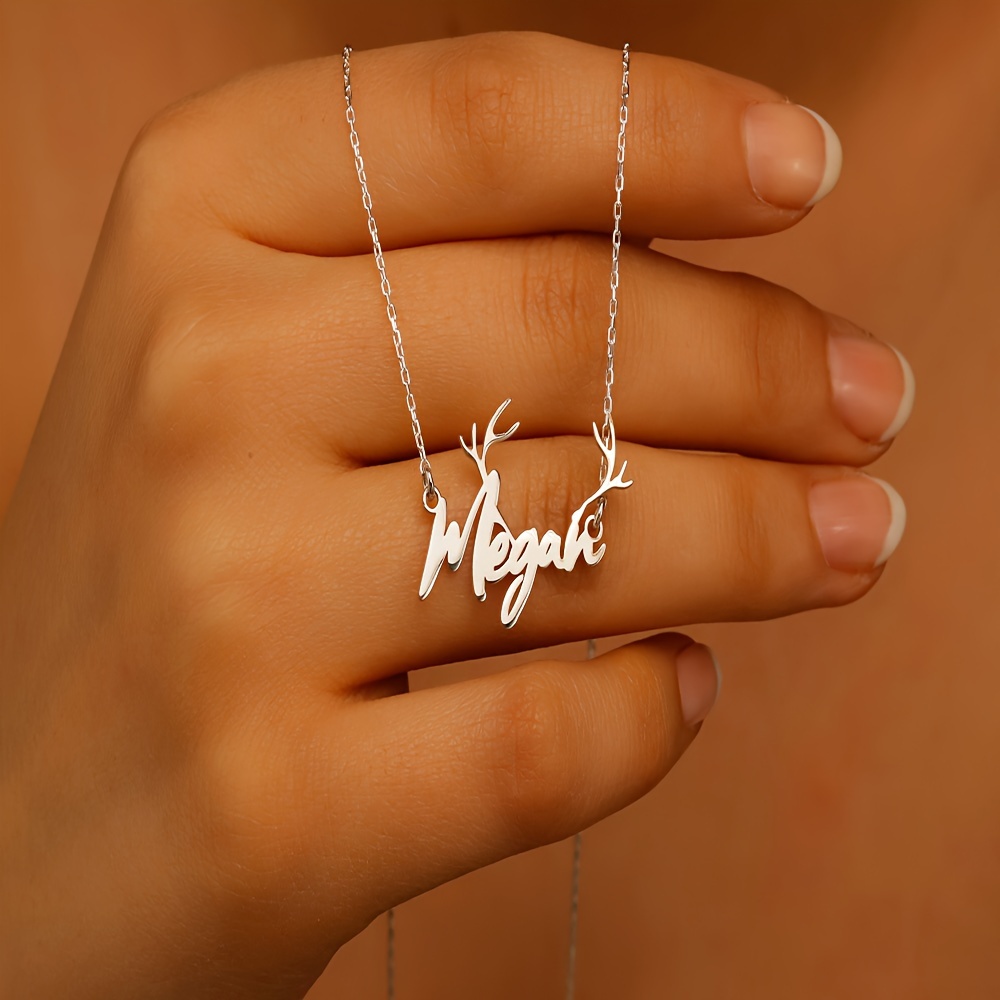 TEMU Collier Personnalisé avec Nom et , Collier Signature en Acier Inoxydable Plaqué Or 18K, Collier Nom en Écriture Cursive avec , Cadeau Idéal pour