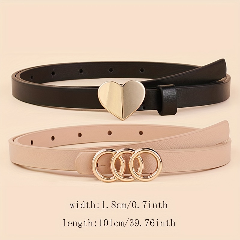 5pcs Skinny Thin Belts Women Solid PU Leather Classic Dress Belt