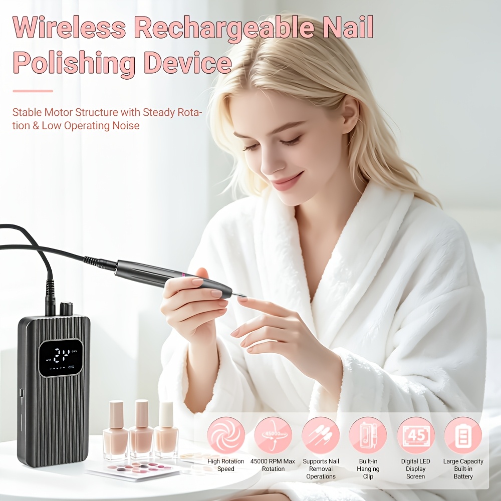 Portable Nail Drill Machine, Rechargeable USB Electric Nail Grinder Set