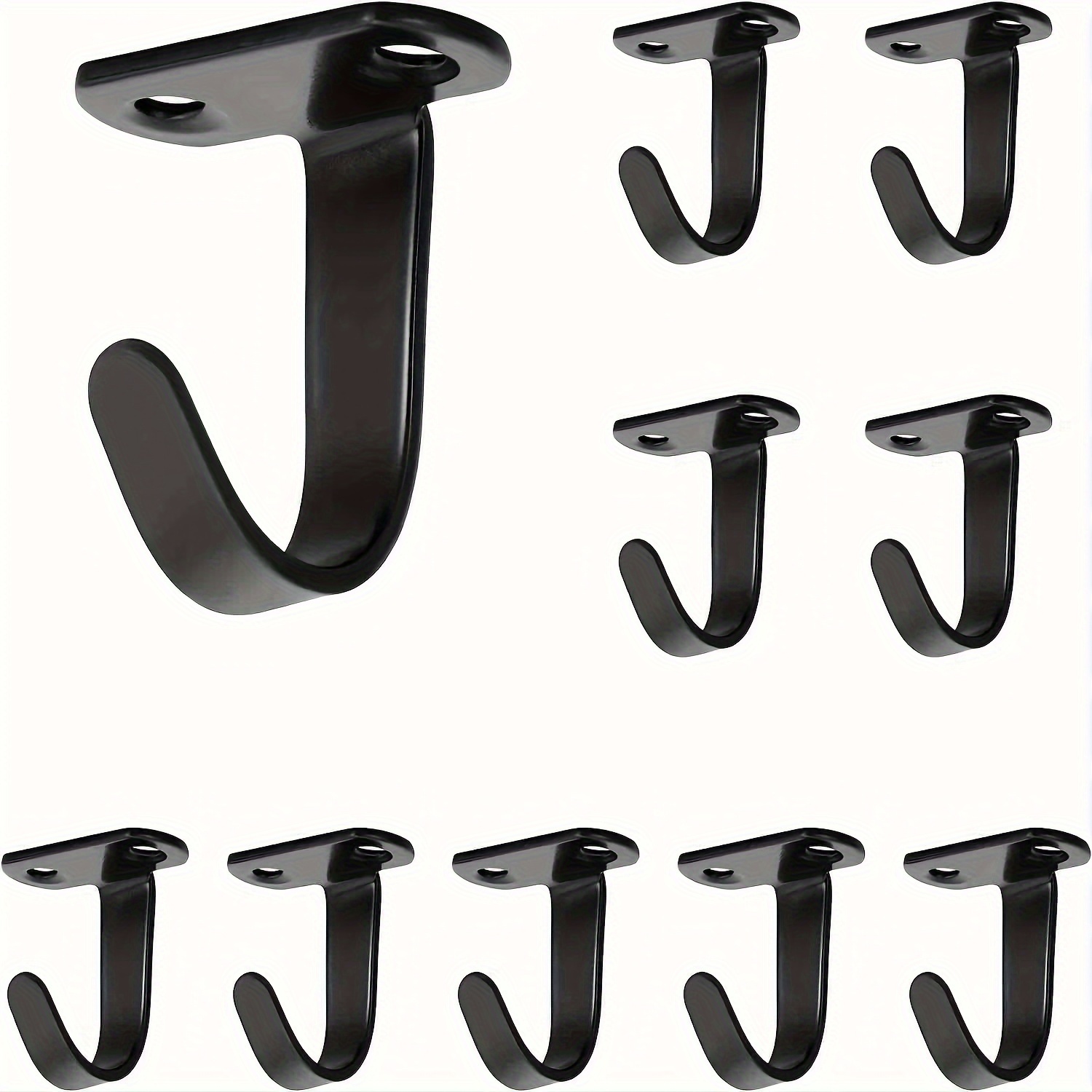 

10pcs Screw Mounted Ceiling Hooks, Under-shelf Towel/robe Clothes Hook Heavy Duty Coat Hook Hanger For Bathroom Kitchen Cabinet Garage, Black