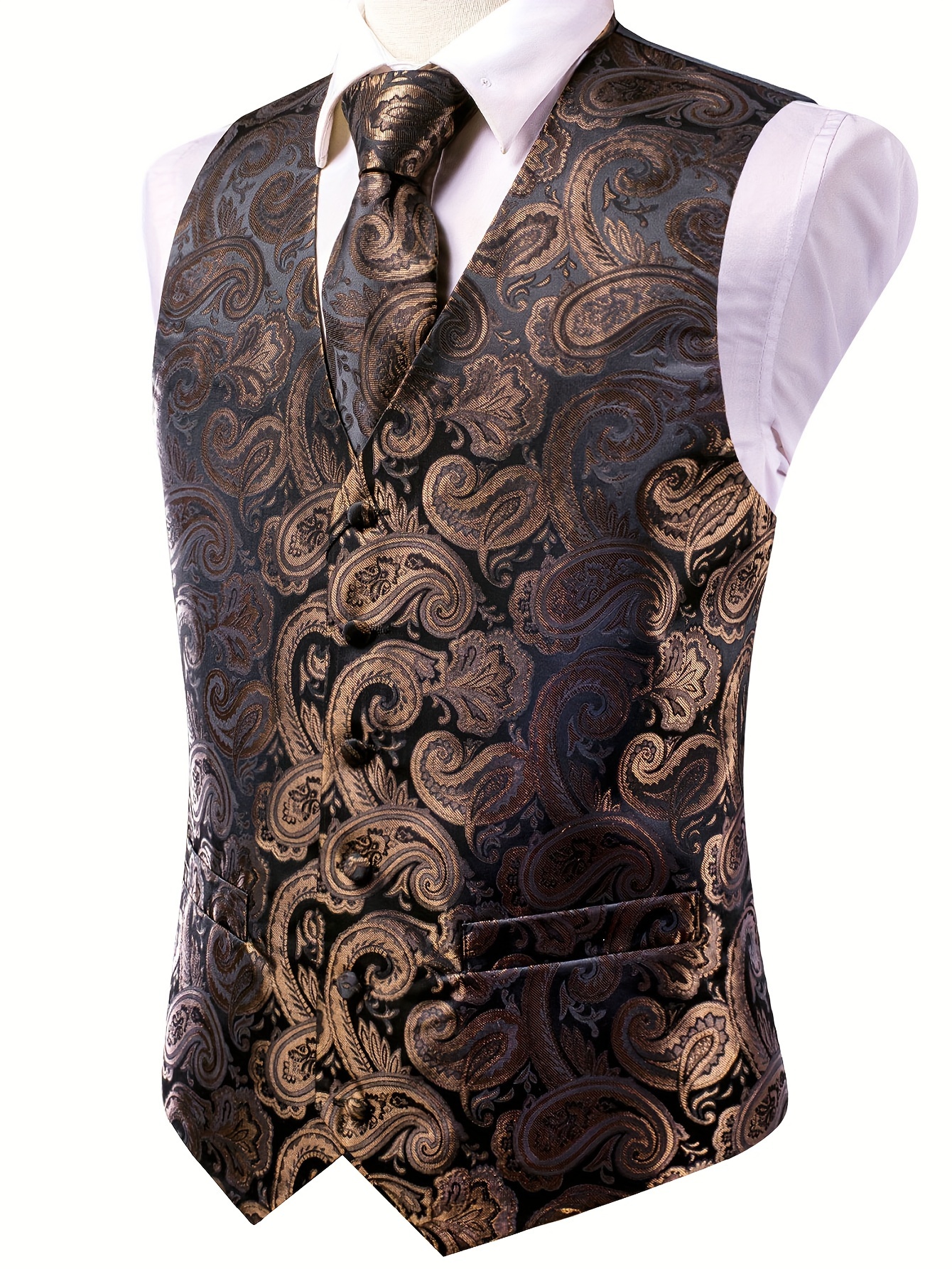 Plus Size Men's Royal Waistcoat Necktie Set - Temu