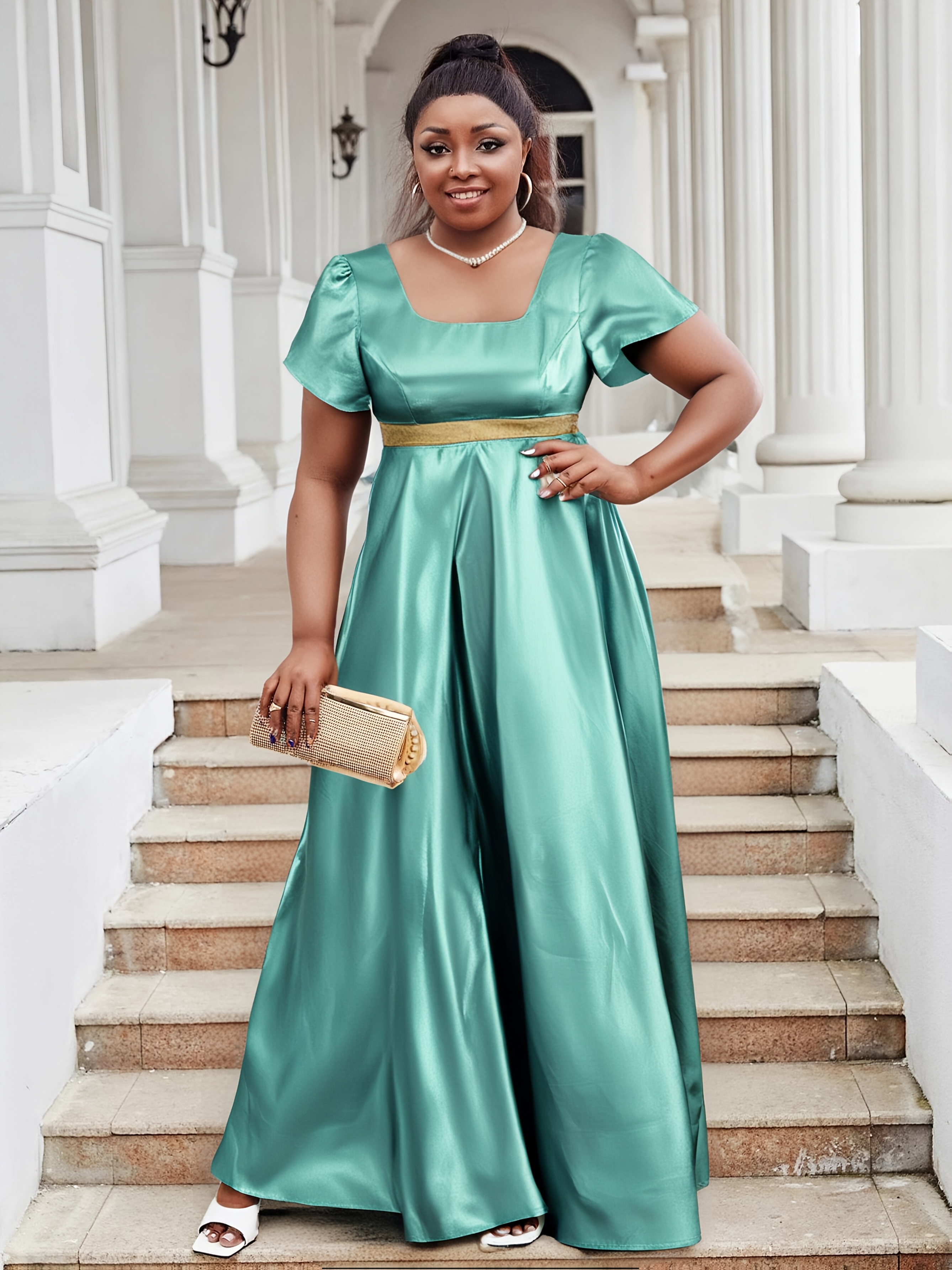 plus size womens square neck organza prom evening gowns - Temu