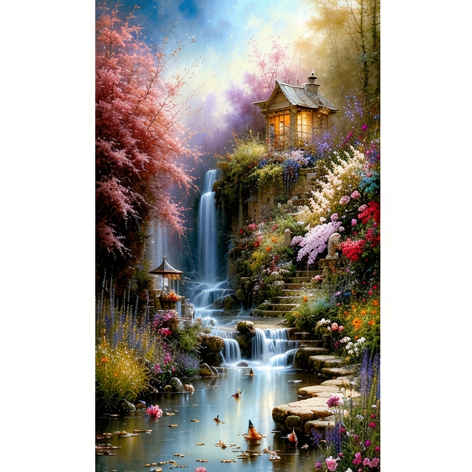 

Diy 5d Full Round Diamond Embroidery Painting Kit, Forest Waterfall Landscape Pattern, Canvas Craft Supplies, Handmade Gift, Home Decor Wall Art, Frameless (15.7x27.5inch)