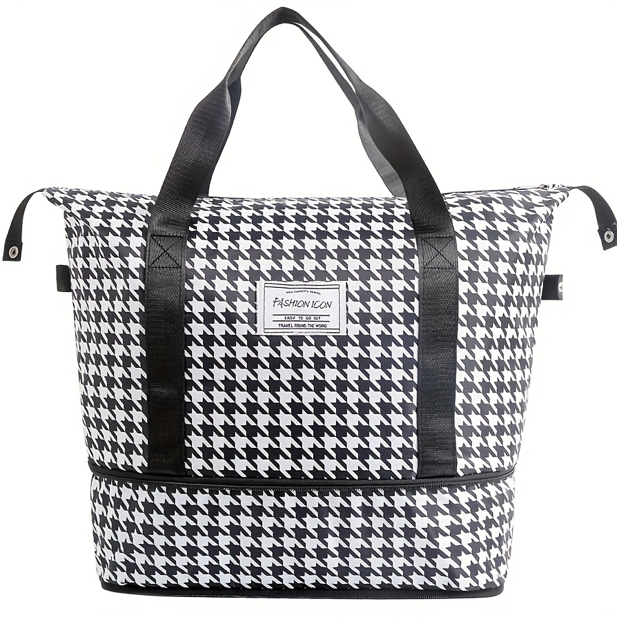 [practical ] Stylish Pattern Portable Travel Bag - Expandable, Large Capacity Folding Duffel With Wet/dry , Shoulder Strap For Easy Carrying, Ideal For Travel And Moms
