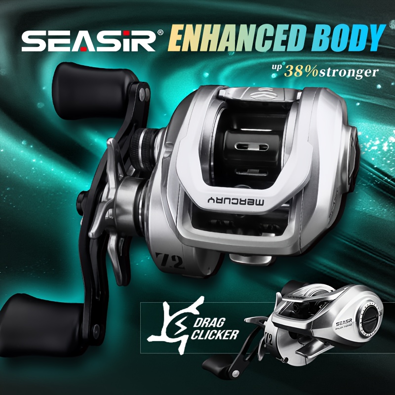 Seasir 204g Mercury Baitcasting Fishing Reel, 5+1bb, 7.2:1 Gear Ratio, Drag  8kg, 10-level Magnetic Brake System With 8pcs N52 Magnet Drag Clicker, Shop Now For Limited-time Deals