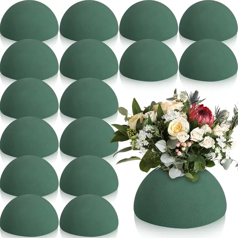 3er Pack Grüne Getrocknete Runde Blumen Schaumstoff Halbkugeln - Wiederverwendbare, Leicht Zuschneidbare Bastelschaumstoff Blöcke für Arrangements, Hochzeiten, Partys *