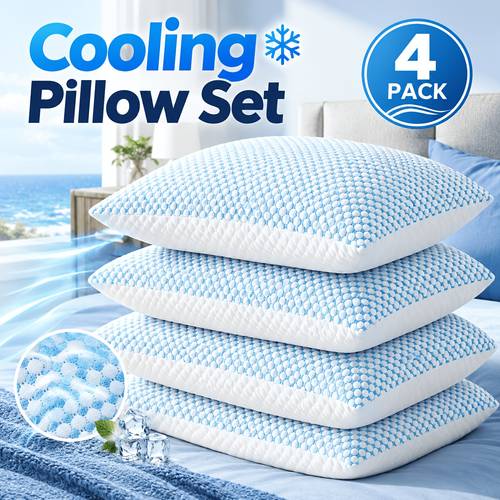 item picture hotel luxury cooling pillows set of 2 4 double sided gusseted bed pillows breathable support pillows for side back stomach sleepers