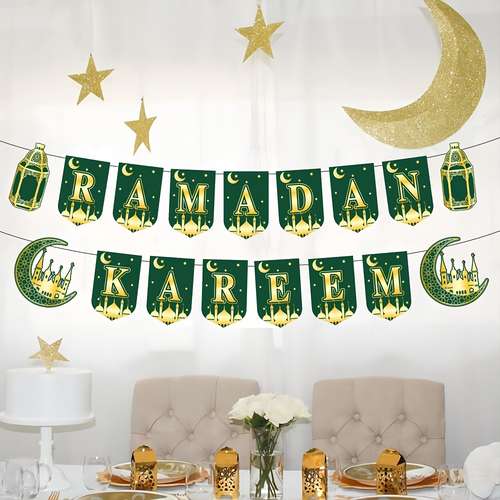 Zaffron Ramadan & Eid Crescent Moon Paper Napkins – Pack Of 20 – White & Gold