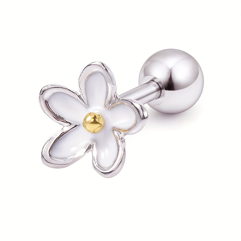 Image of 1pc Flower Stud Earrings For Women Cartilage Ear Piercing Stainless Steel Tragus Helix Body Jewelry 16g