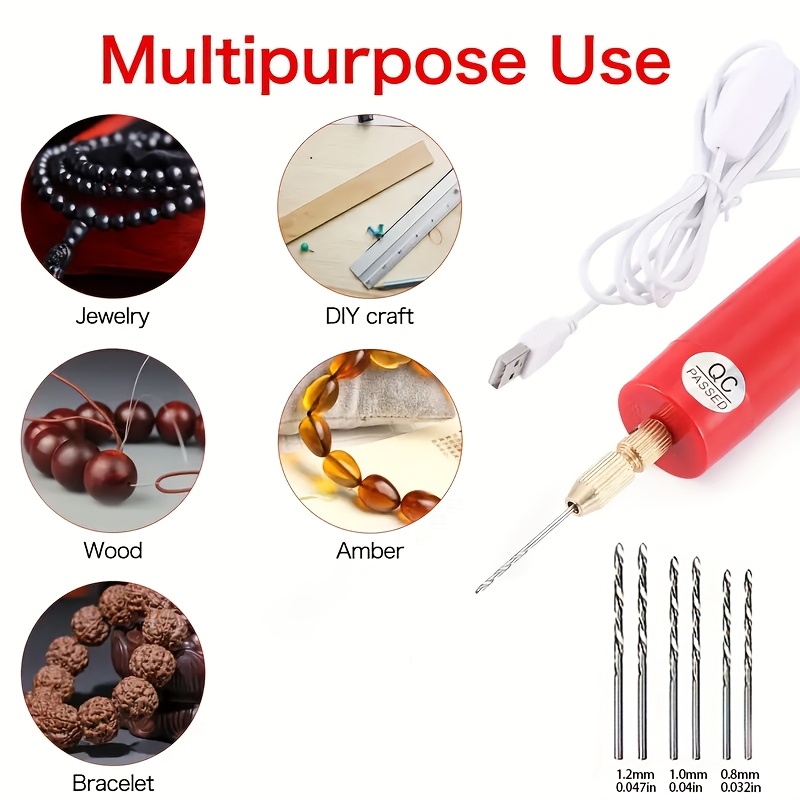 precise   compact red mini usb drill set for       portable with multiple attachments and accessories ideal for crafting detailed designs jewelry making supplies Product details 0