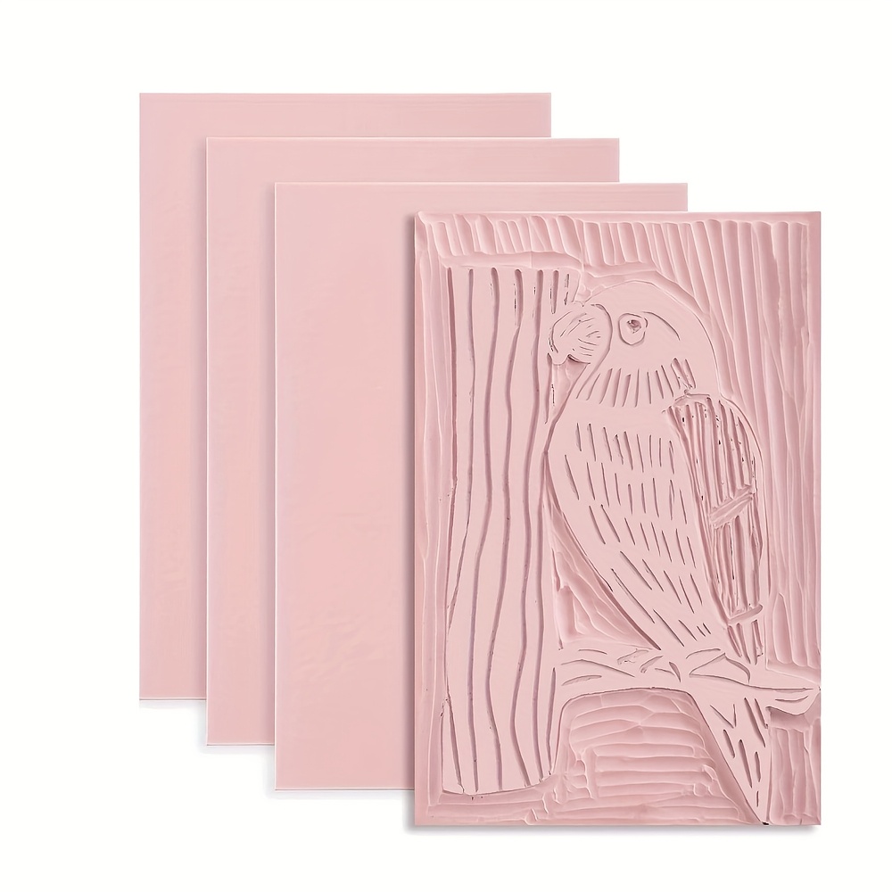E-shop -Blöcke für Druckgrafik-Zubehör – 4-tlg. 4”x6” Gummi-Linolschnitt-Block-Druckset zum Stempelschnitzen, weiches Reliefdruck- für