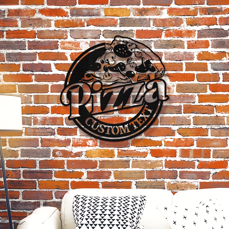Customizable Pizza Metal Wall Art Sign - Personalized Italian Restaurant & Pizzeria Decoration, Black & White Pepperoni Design, Durable Metal Material, Indoor/Outdoor Use, High-Quality & Weather-Resistant, Restaurant Wall Decor|Art Deco Style|Weatherresistant Sign, Pizza Decor