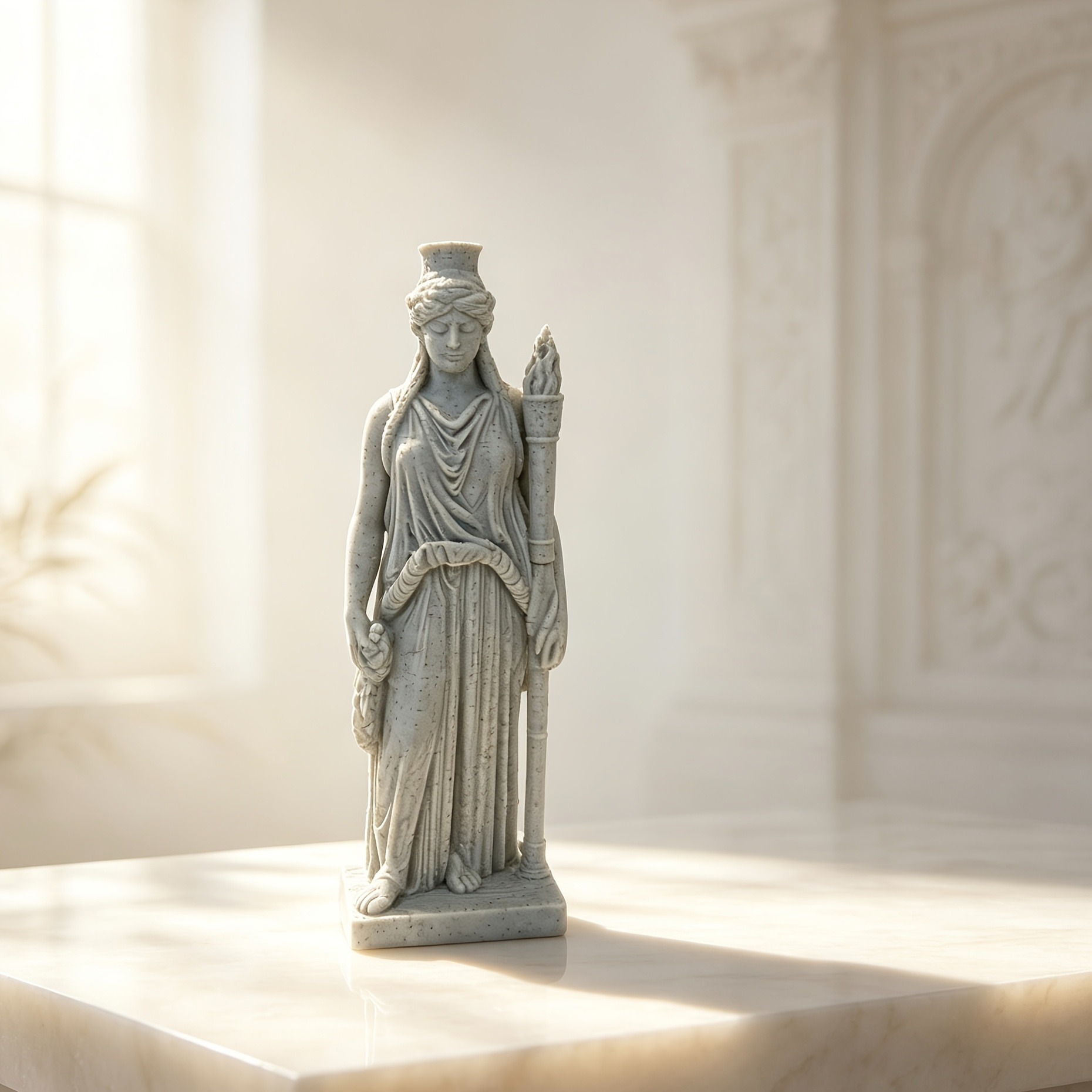 TEMU Goddess Statue - Bohemian Greek Mythology Sculpture Figurine, Marble Ornament Suitable For Living Room Decor, Entryway Shelf Display, Plastic