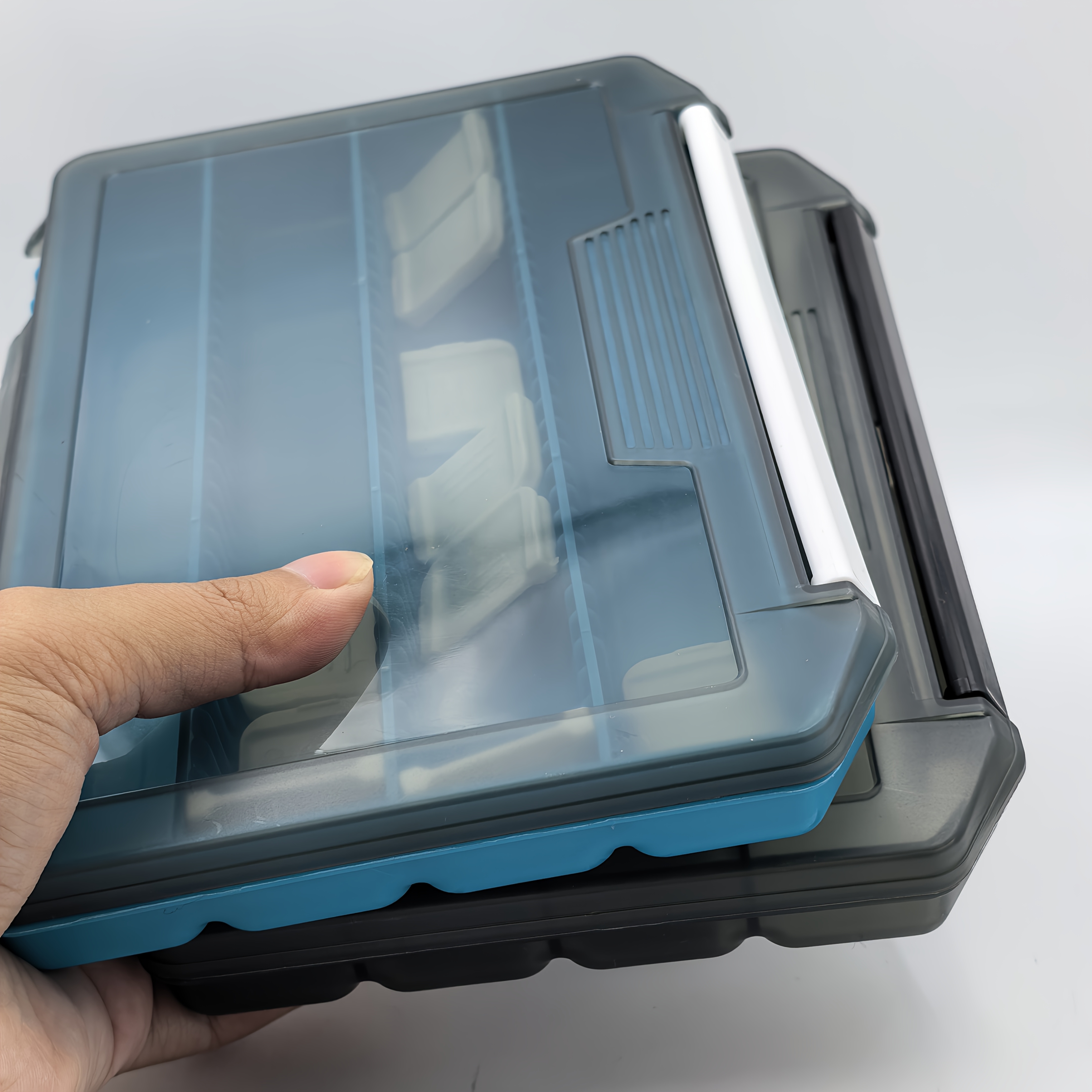 2pcs Fishing Lure Multifunctional Storage Box - Durable Pp, Transparent Cover, Ideal For Bait And Additions, Mixed Colors, Tackle Boxes