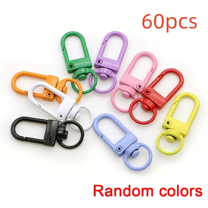 TEMU Lot de 60 mousquetons pivotants colorés pour femme, porte-clés, porte-clés faits main à soi-, crochet pour loquet de porte, pinces à ressort