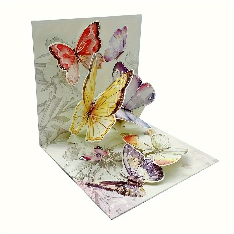 

1pc Extraordinary 3d Butterfly Pop Up Card - Handcrafted Delight With Art Design - Perfect Heartfelt Thank You Or Commemorative Greetings For Mom On Mother's Day