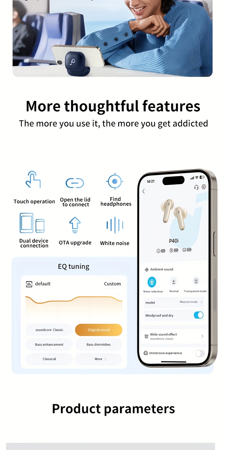 SoundCore by Anker P40i Noise-Cancelling True Wireless Oordopjes TWS, Bass Boost, 60 Uur Batterijduur, Ruisonderdrukking tot -45dB, 11mm Dynamische Driver, Geschikt voor Buiten, Reizen, In-Ear Muziek en Gaming Oordopjes met 6-Microfoon AI 3D Geluid, Reis Oordopjes,Outdoor Hoofdtelefoons,Compact
