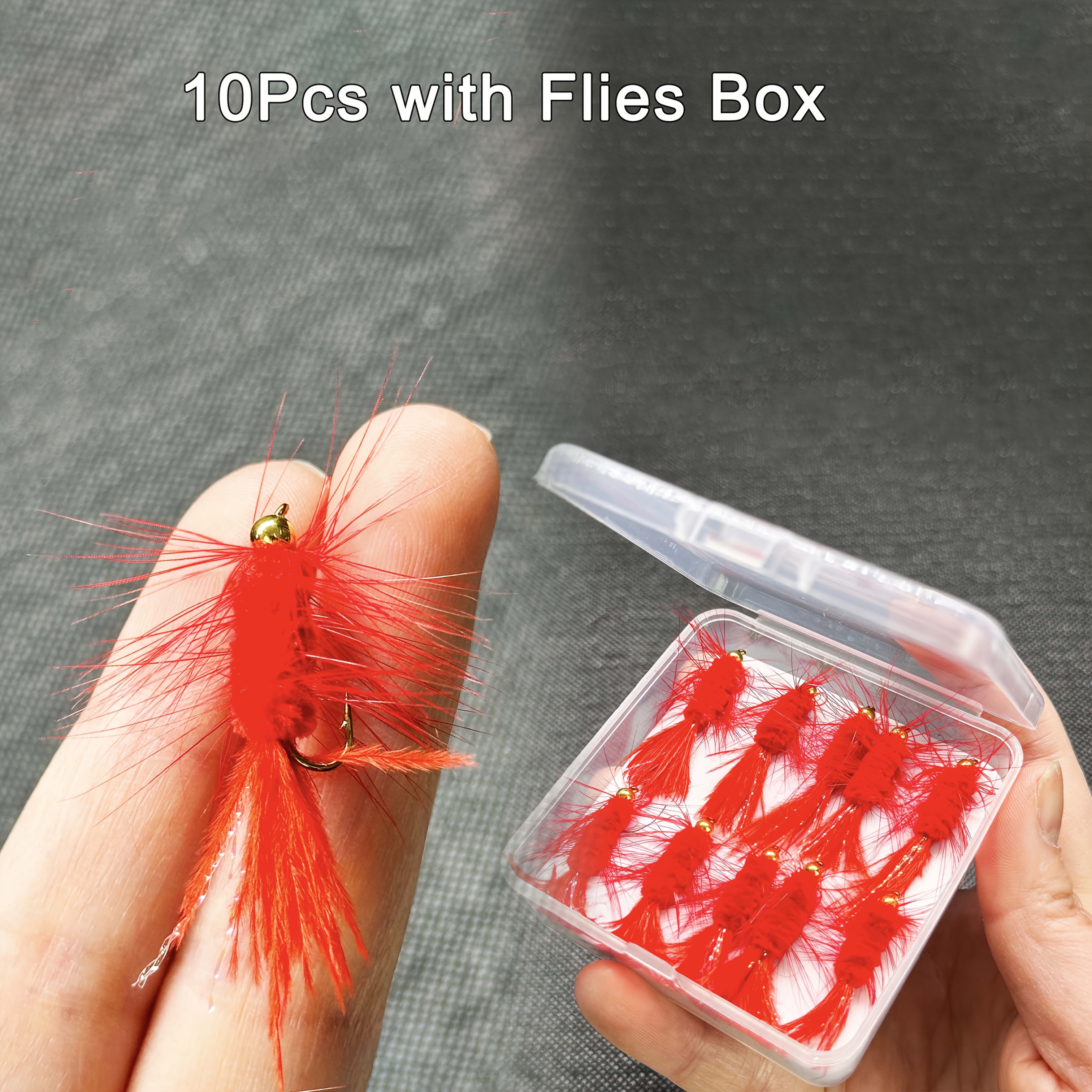 TEMU 5/10pcs Artificial Wooly Lure Fly Fishing Flies Handmade Wet Flies Fly Fishing Assortment Streamer Fly Hooks Use For Trout And More