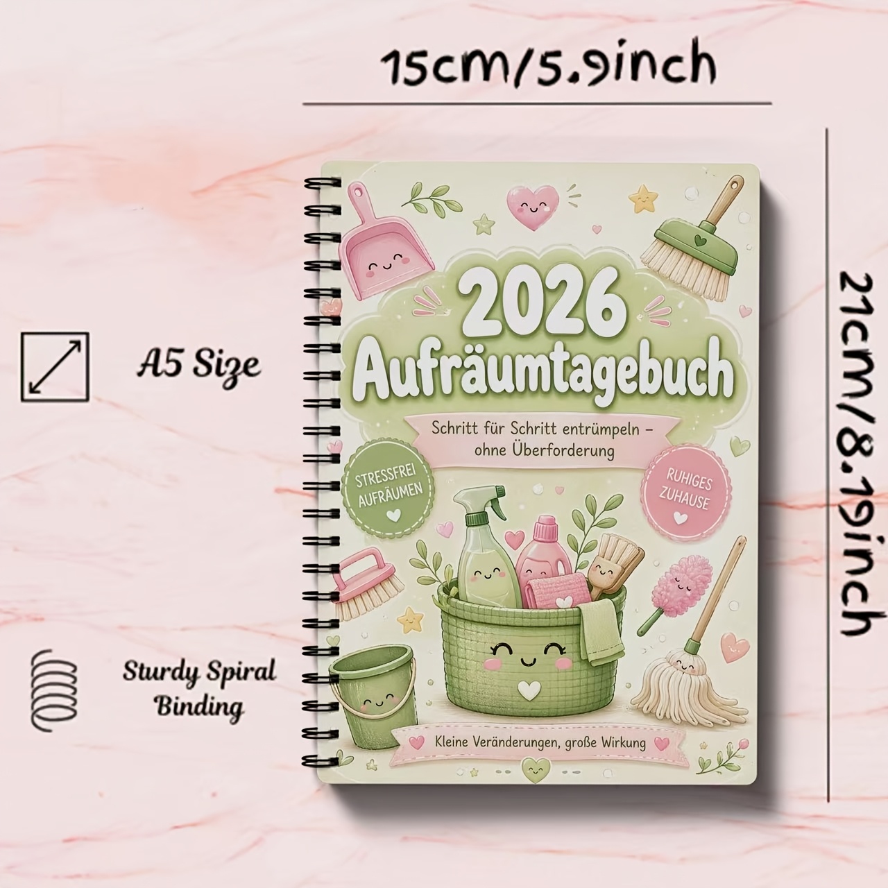 German Version Home Cleaning Planner Clipbook | Color-coded Organization Log With Daily | Track Small Tasks, Boost Focus & Motivation, Build Lasting Habits For A Calm, Clean & Organized