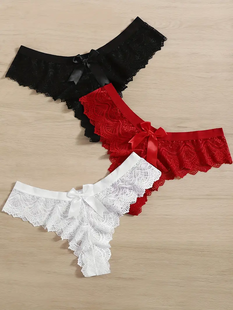 Floral Lace Bow Panties Assorted Colors Soft Stretchy Bikini - Temu