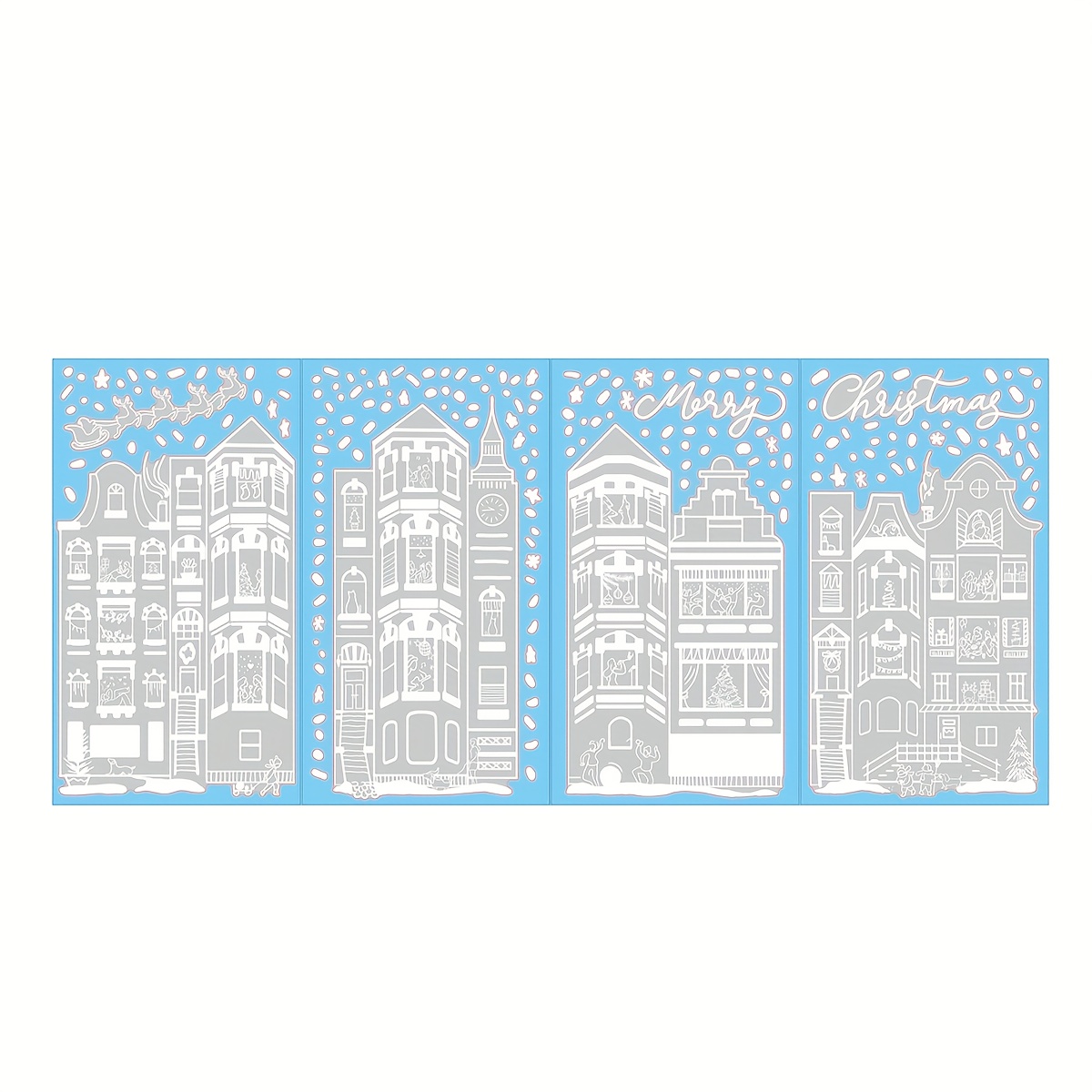 4 Sheets Large Christmas Window Stickers, Xmas Window Clings For Glass Decoration, Snowflake Double-sided Window Decals For Christmas Holiday Party Ornament