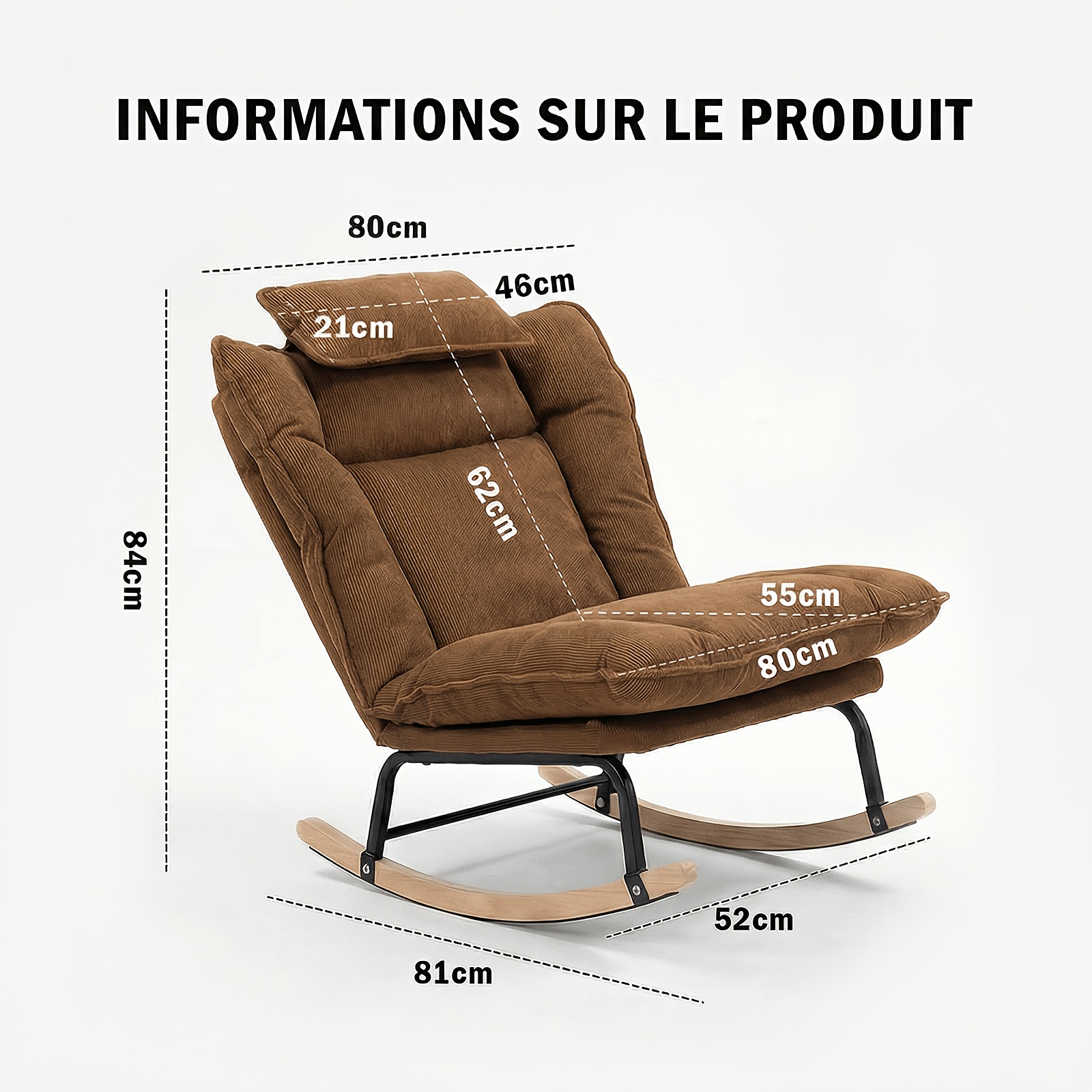 Adjustable Multifunctional Rocking Sofa Bed with Memory Foam