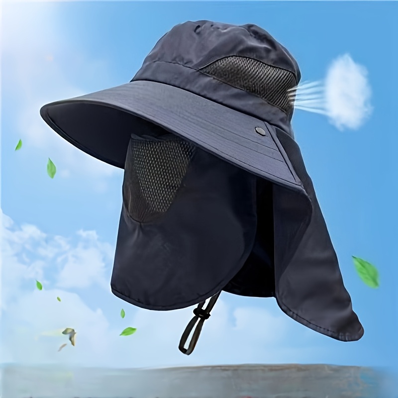 fisherman hat with detachable double buckles foldable face and neck breathable and quick drying outdoor fishing and cycling hat beach vacation hiking and camping equipment suitable for   men and women without battery