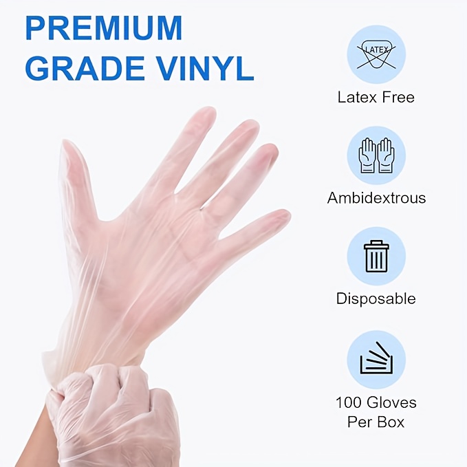 30 50 100pcs disposable transparent     household cleaning gloves waterproof gloves suitable for kitchen   cleaning tattooing hair dyeing beauty and hairdressing cleaning supplies household small tools details 1