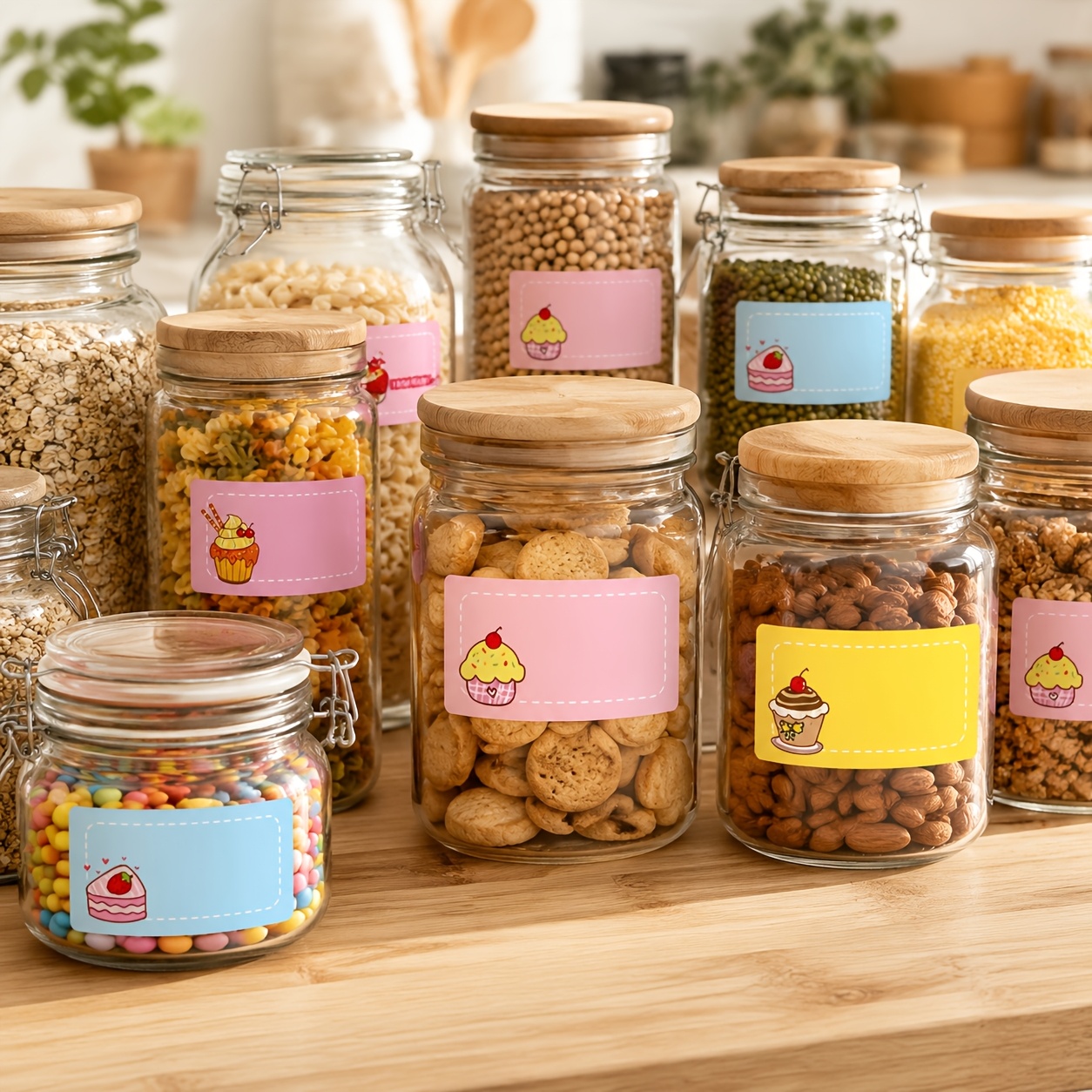20 Colorful Square Name Stickers for Marking and Labeling