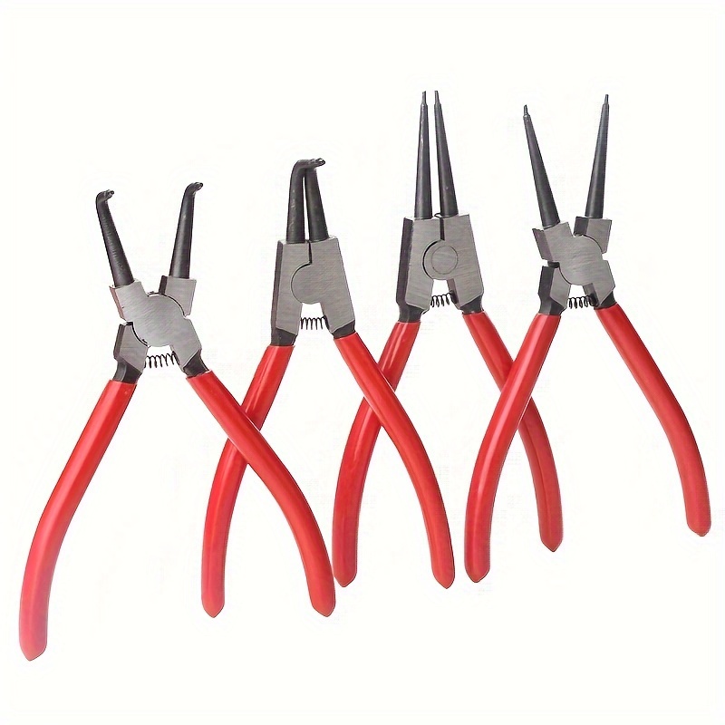 

4-piece Snap Ring Pliers Set, 7-inch Professional Circlip Pliers Kit, Heavy Duty Internal/external Pliers With Straight/bent Jaws, Metal Construction With Power Spring Resilience