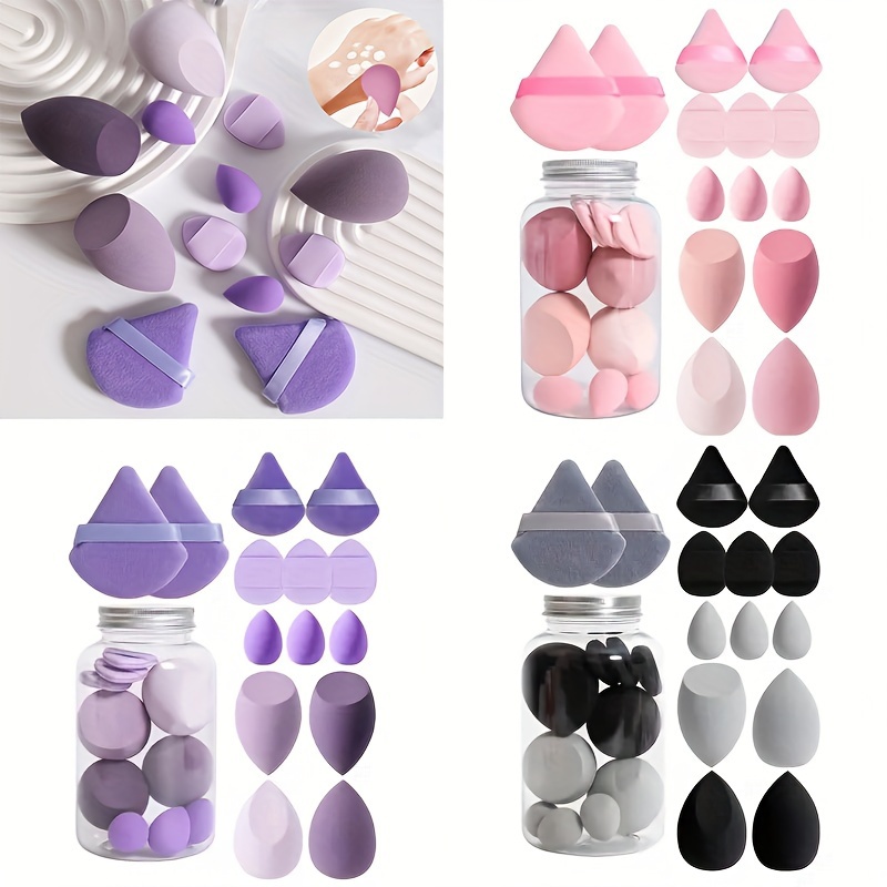 

Luxury 14-piece Velvet Beauty Blender Set With Storage Jar - Includes Macaron Sponges & Latex-free Sponge For Flawless Foundation, Wet/dry Use, Suitable For All Skin Types