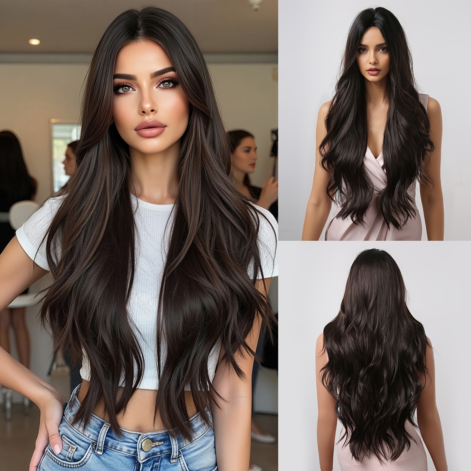 Image of 32 Inch Split Wig, Soft Synthetic Wig, Women' Wig, Easy To , Suitable For Daily Work, Christmas, Music Festivals And Other Occasions