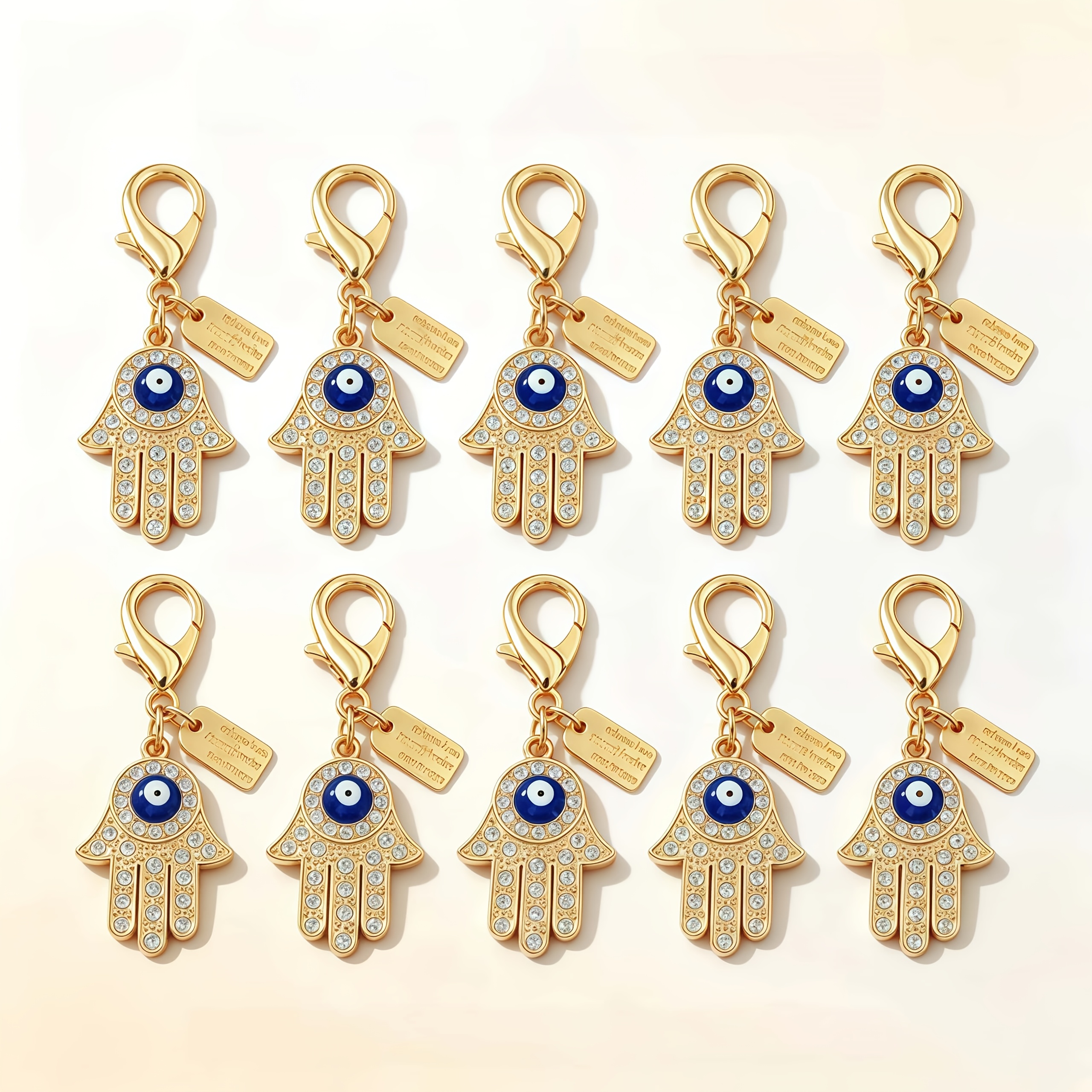 TEMU 10pcs Fashion Evil Eye And Palm Charm Keychains, Wedding Bride Gift/birthday Party Gift/team Gift, Good Luck Keychains, For , Family, And