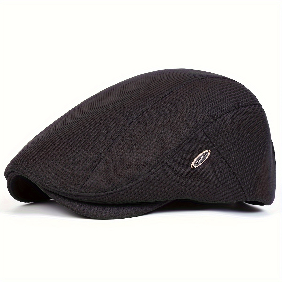 TEMU Beret Élégant pour Hommes avec Étiquette Latérale - Casquette Polyester Décontractée pour d'Automne et Hiver, Fêtes Plage
