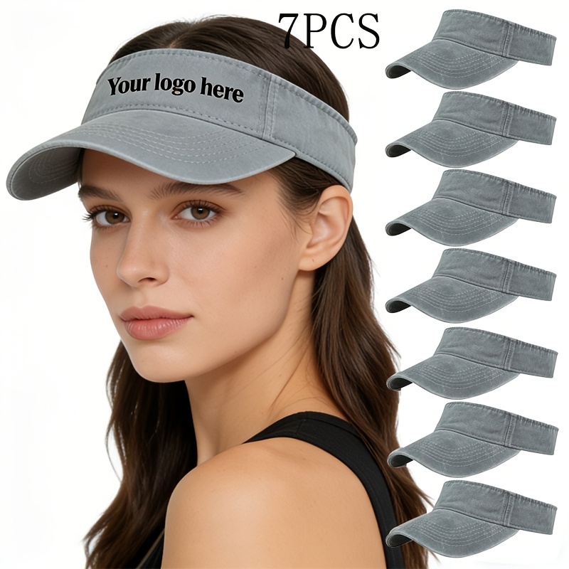 7pcs Bulk Pack Custom Logo/Text Visor Hats for Summer
