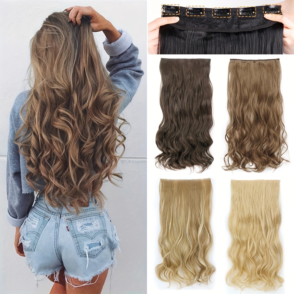 

Long Wavy 5 Clip In Hair Extensions Synthetic Fiber Hairpieces 32inch Natural Fake Hair For Women Daily Use Hair Clips Hair Accessories