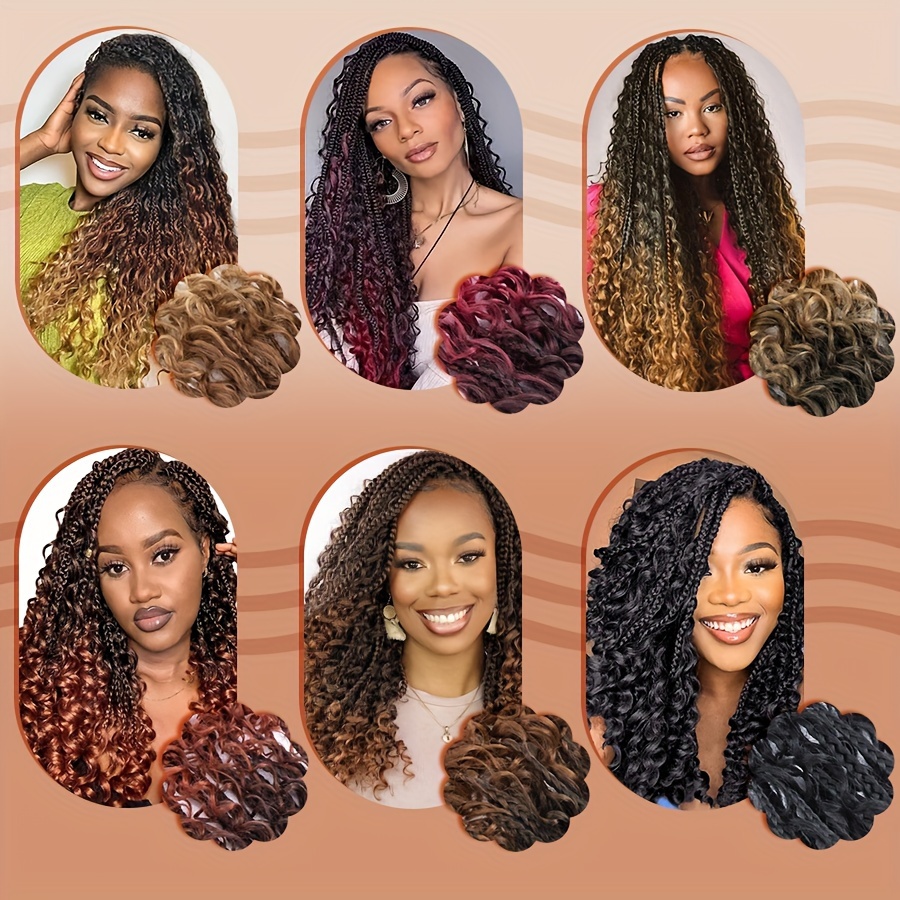 3pcs handmade pre looped box braids goddess soft thick curly synthetic hair extensions 14 inch afro ombre boho   knotless jumbo twist braiding hairpiece for women festival christmas   use details 1