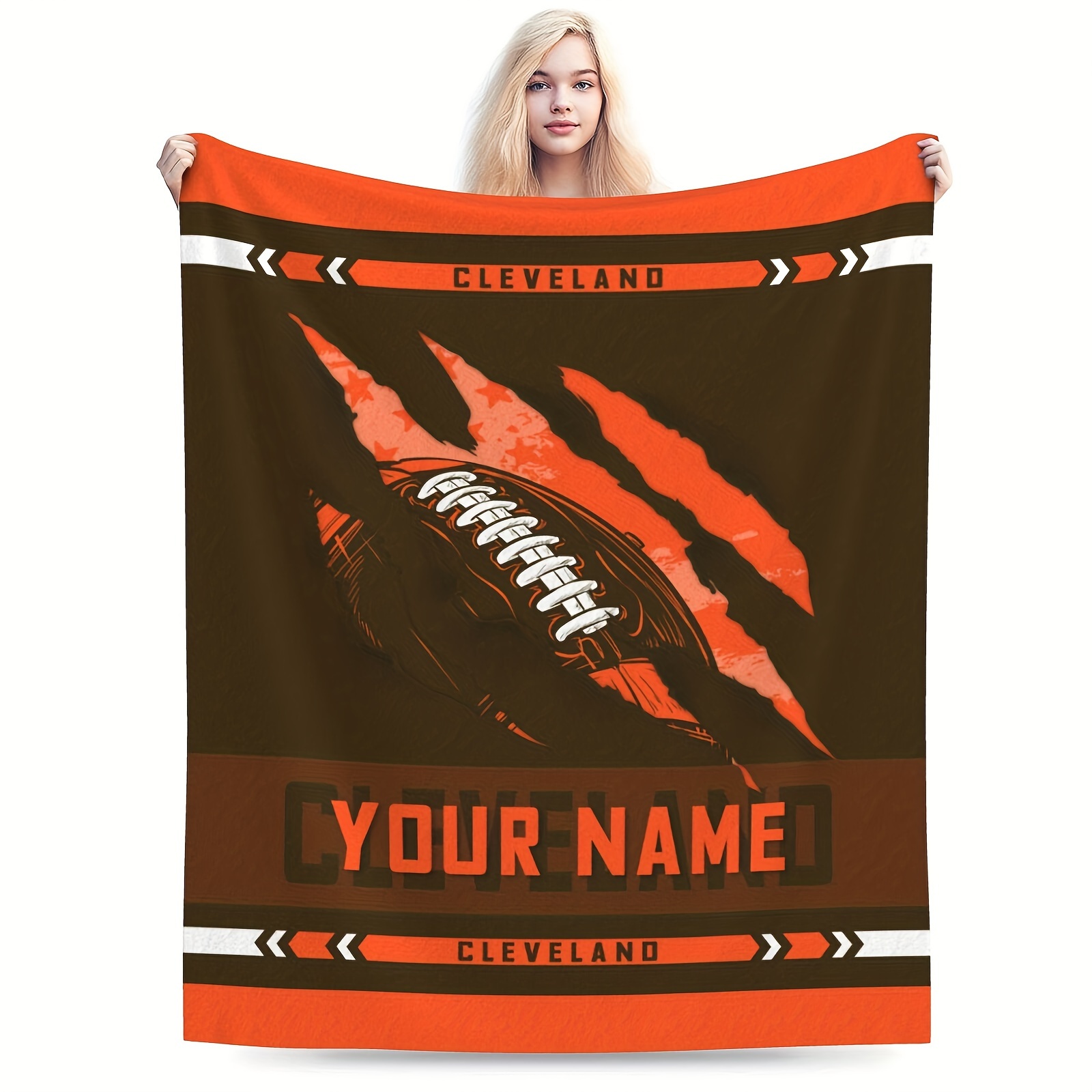 

Customizable Football Fleece Throw Blanket - , Personalized Name Option, Men, Women & Youth - Ideal For Travel & Home Decor